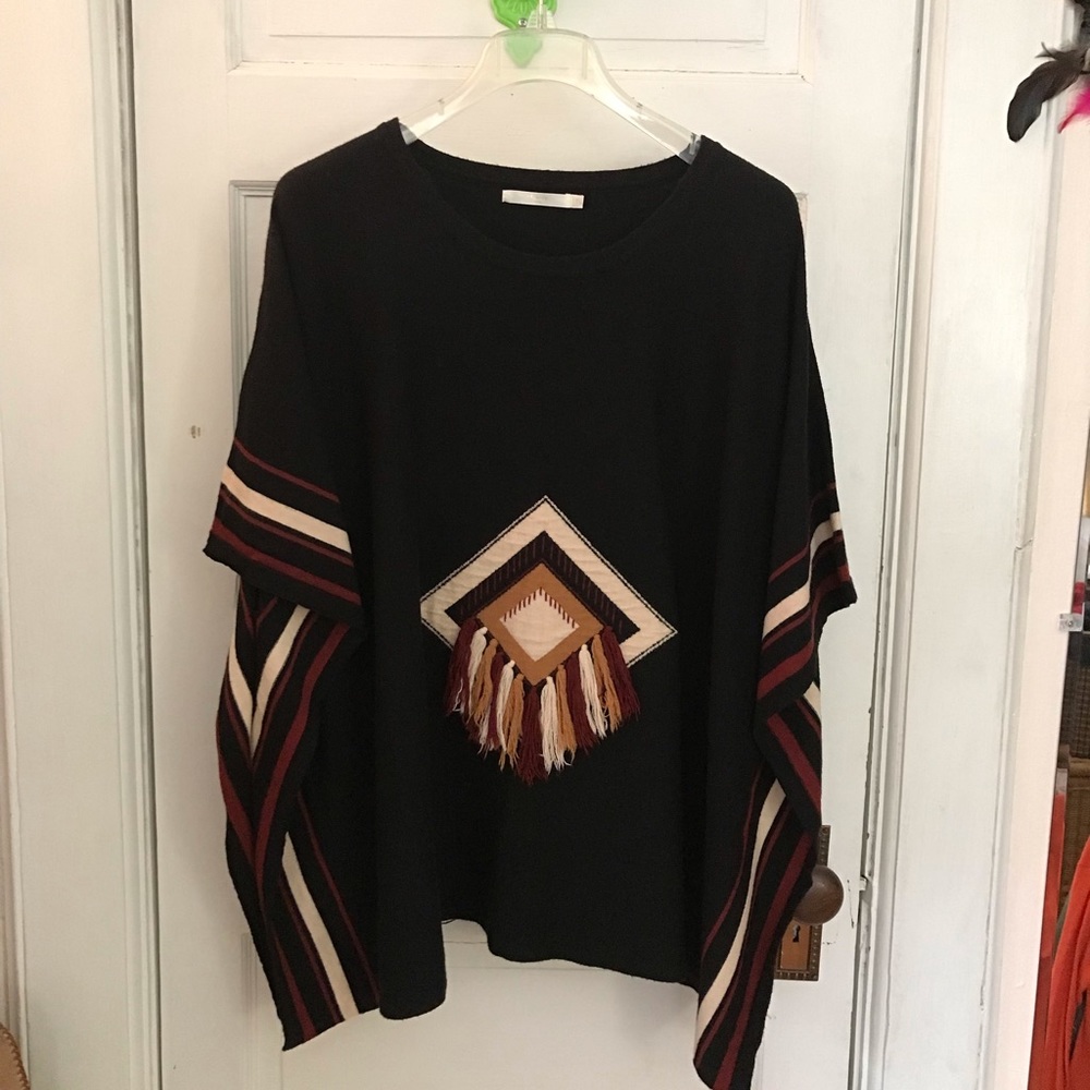 Cherry Paris poncho cut/one size fits all